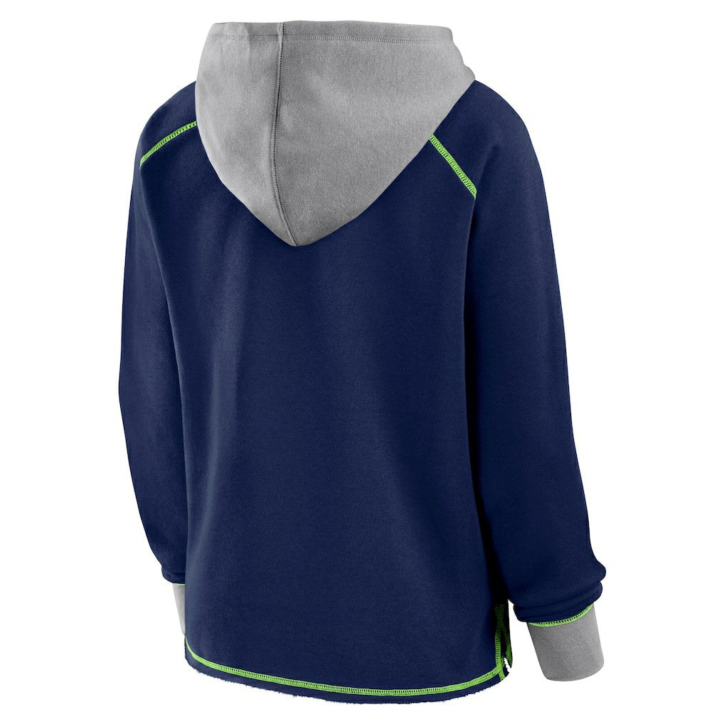 Seattle Seahawks Logo Athletic Women's Boom Fleece Pullover V-Neck Hoodie - College Navy Hoodies