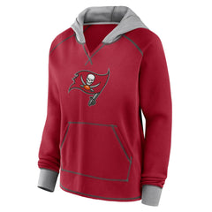 Tampa Bay Buccaneers Logo Athletic Women's Boom Fleece Pullover V-Neck Hoodie - Red Hoodies