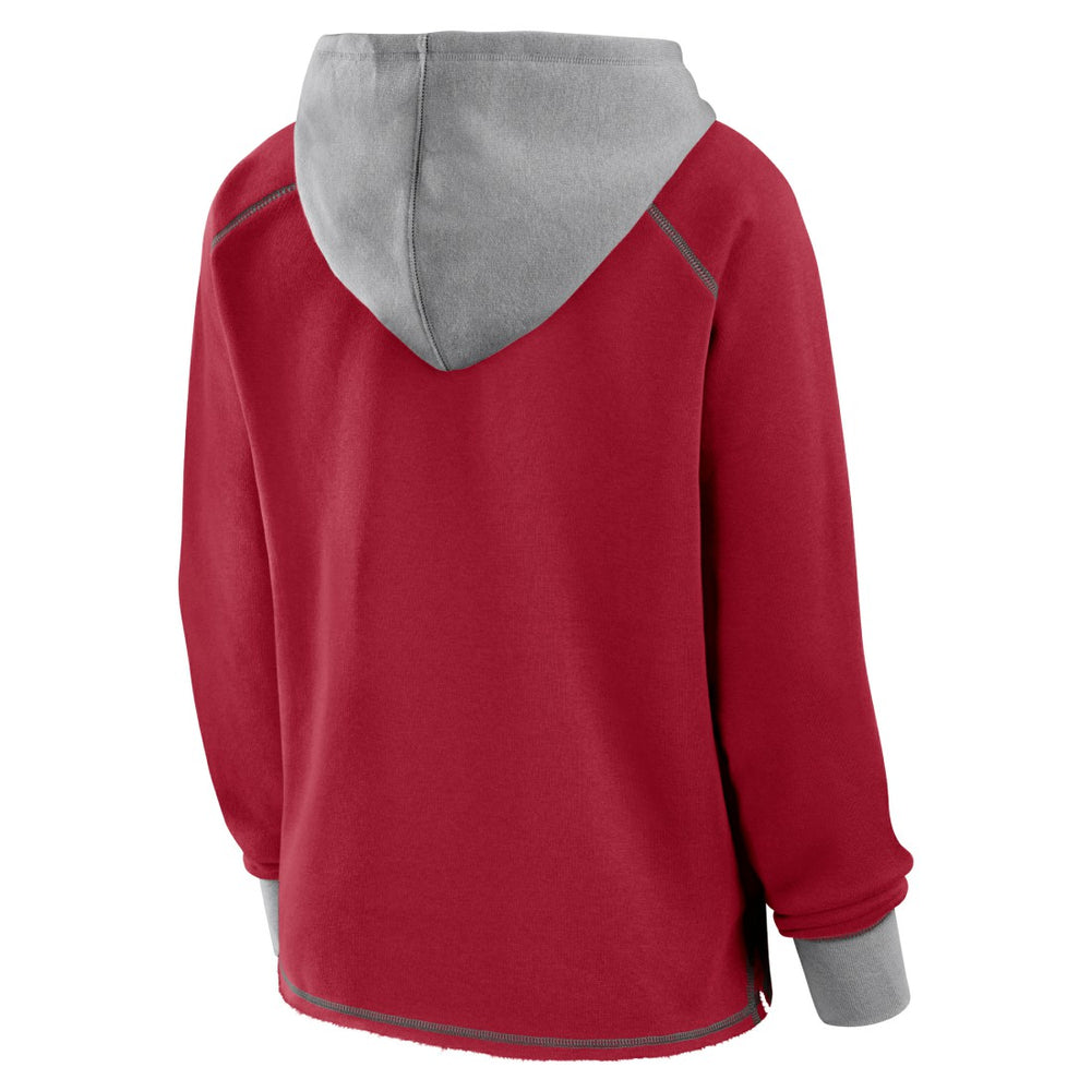 Tampa Bay Buccaneers Logo Athletic Women's Boom Fleece Pullover V-Neck Hoodie - Red Hoodies