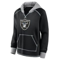 Las Vegas Raiders Logo Athletic Women's Boom Fleece Pullover V-Neck Hoodie - Black Hoodies
