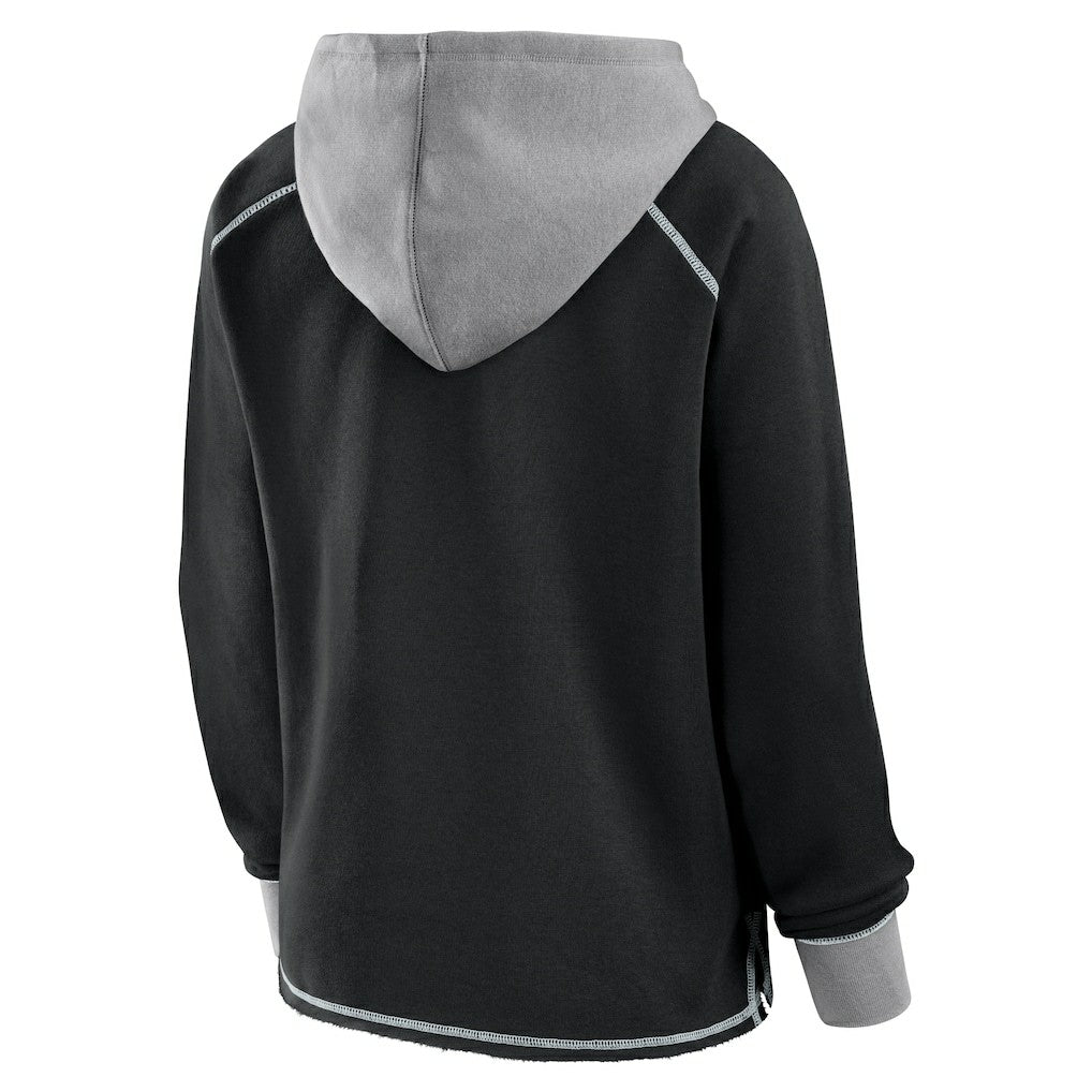Las Vegas Raiders Logo Athletic Women's Boom Fleece Pullover V-Neck Hoodie - Black Hoodies