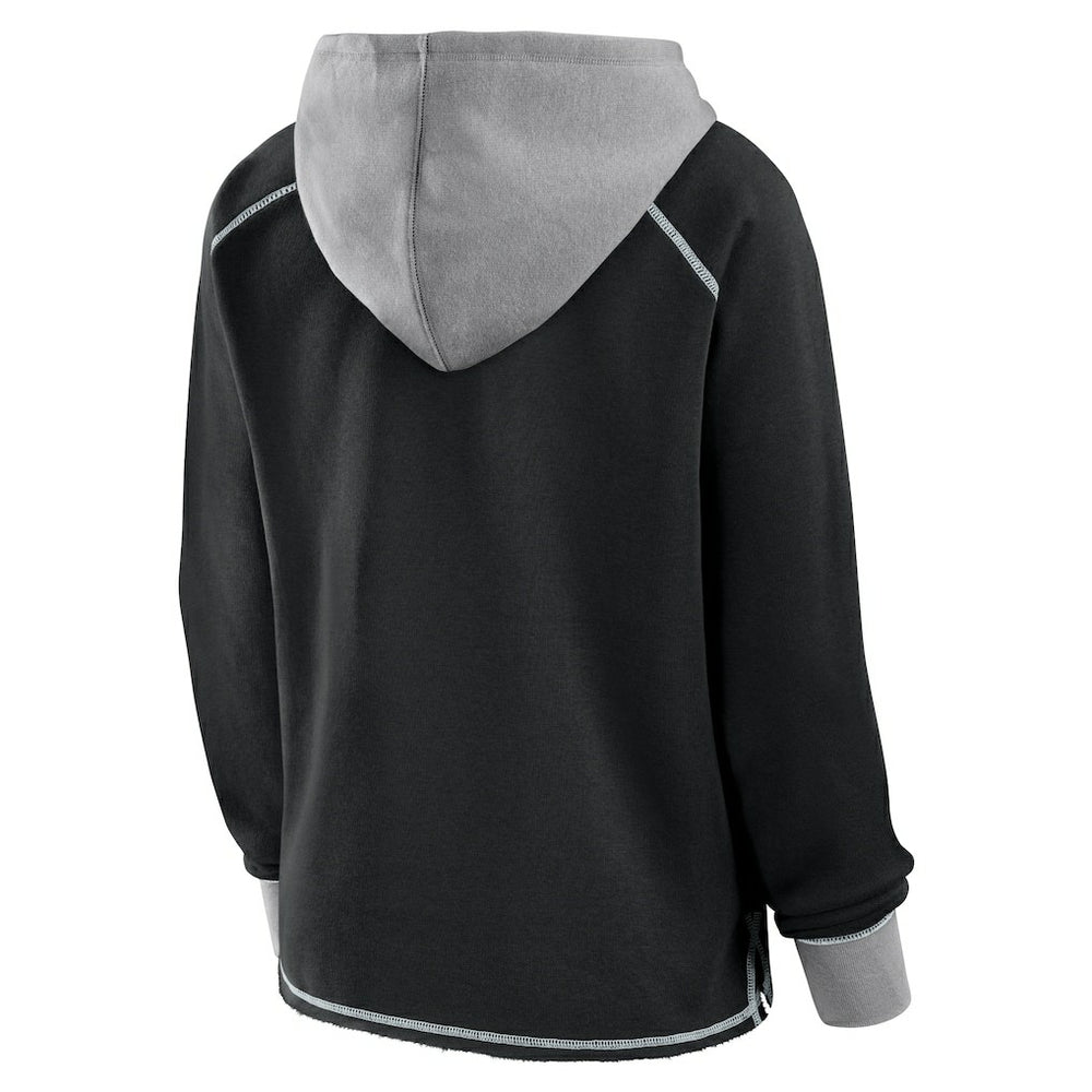 Las Vegas Raiders Logo Athletic Women's Boom Fleece Pullover V-Neck Hoodie - Black Hoodies