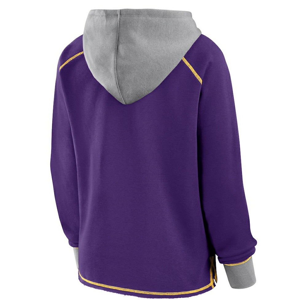 Minnesota Vikings Logo Athletic Women's Boom Fleece Pullover V-Neck Hoodie - Purple Hoodies