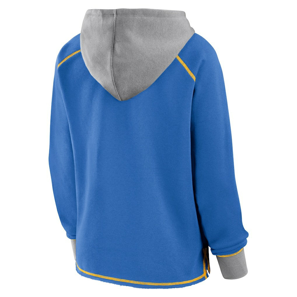 Los Angeles Chargers Logo Athletic Women's Boom Fleece Pullover V-Neck Hoodie - Powder Blue Hoodies