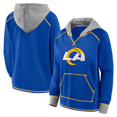 Los Angeles Rams Logo Athletic Women's Boom Fleece Pullover V-Neck Hoodie - Royal Hoodies