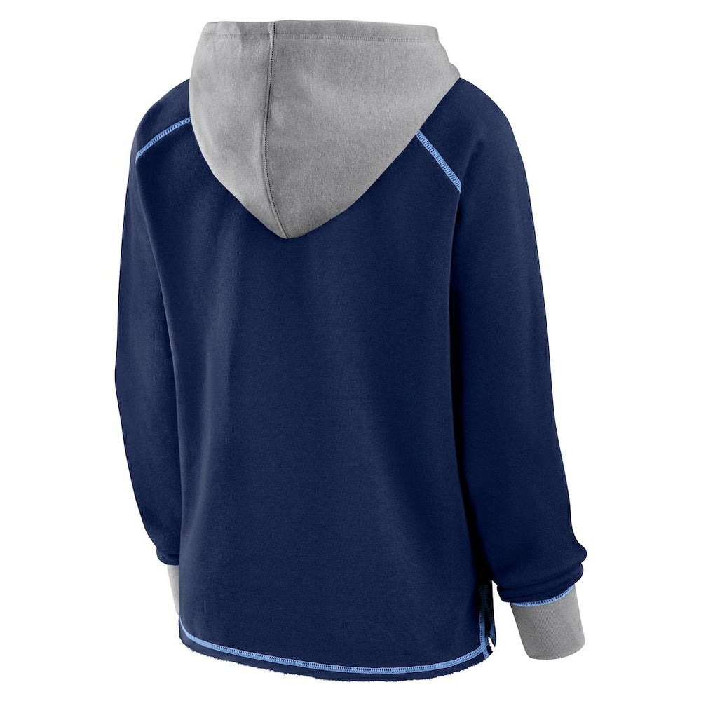 Tennessee Titans Logo Athletic Women's Boom Fleece Pullover V-Neck Hoodie - Navy Hoodies