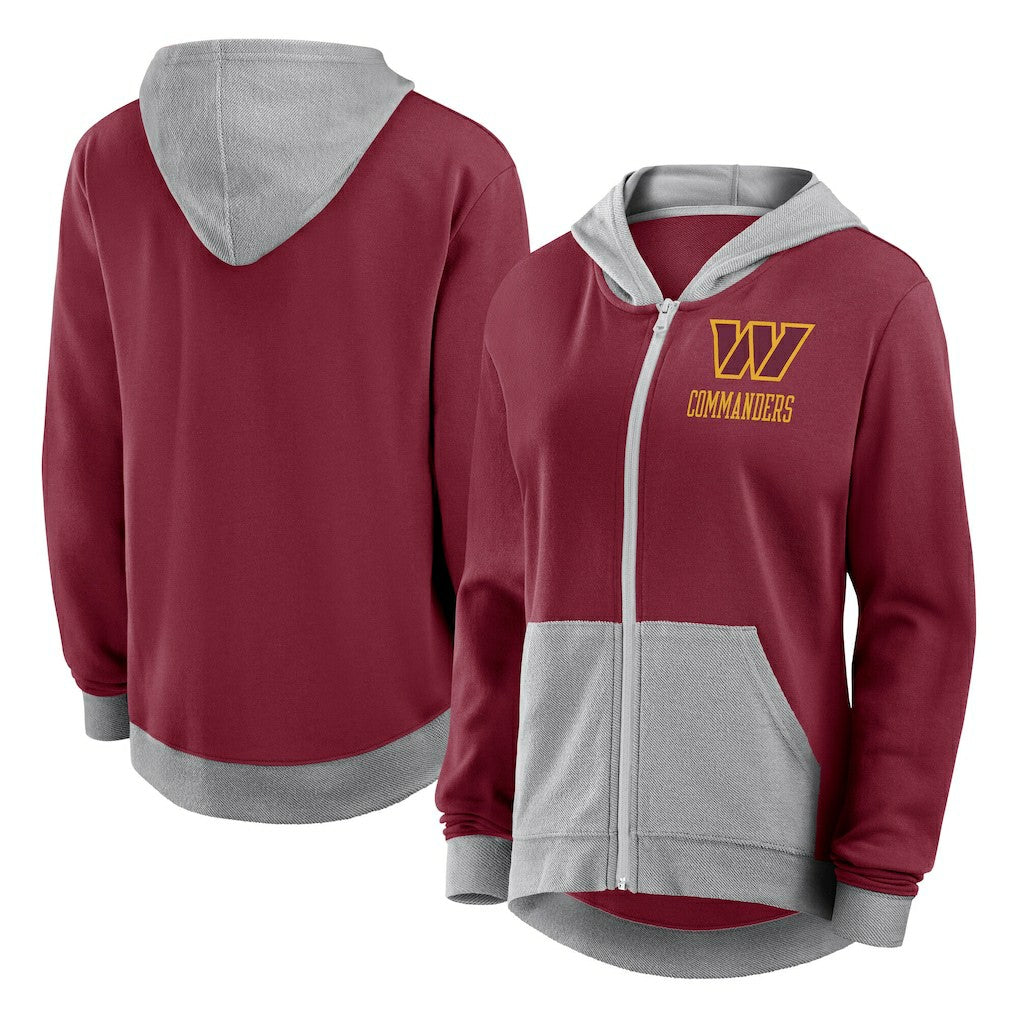 Washington Commanders Logo Athletic Women's Hit It French Terry Full-Zip Hoodie - Burgundy Hoodies