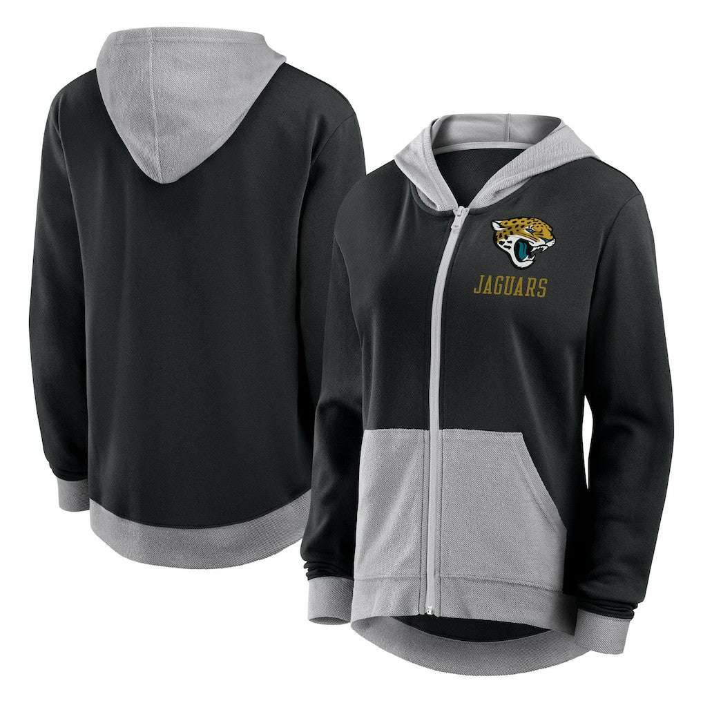 Jacksonville Jaguars Logo Athletic Women's Hit It French Terry Full-Zip Hoodie - Black Hoodies