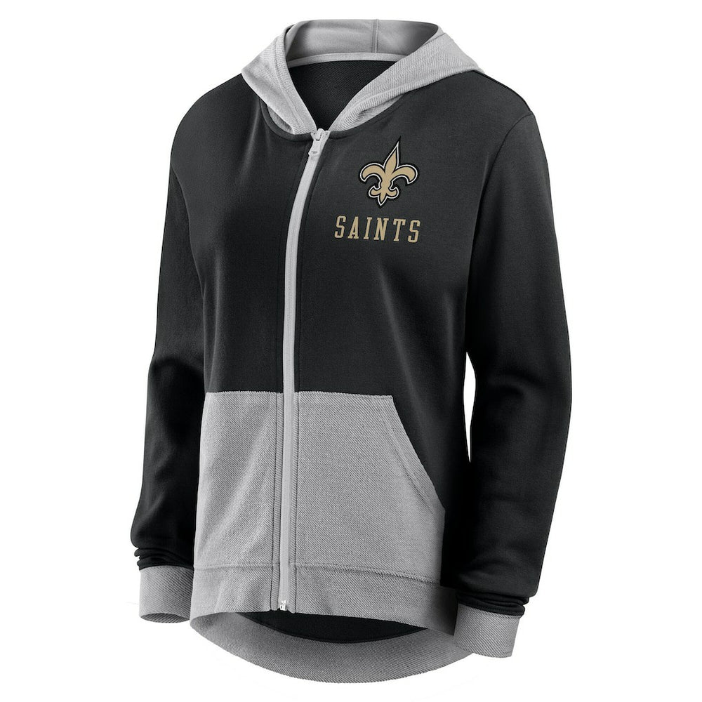 New Orleans Saints Logo Athletic Women's Hit It French Terry Full-Zip Hoodie - Black Hoodies