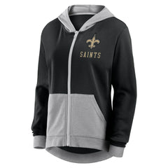 New Orleans Saints Logo Athletic Women's Hit It French Terry Full-Zip Hoodie - Black Hoodies