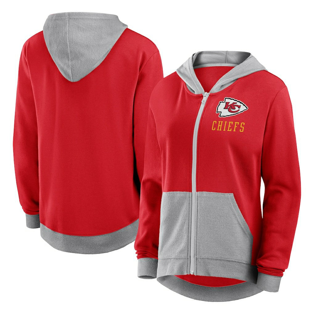 Kansas City Chiefs Logo Athletic Women's Hit It French Terry Full-Zip Hoodie - Red Hoodies