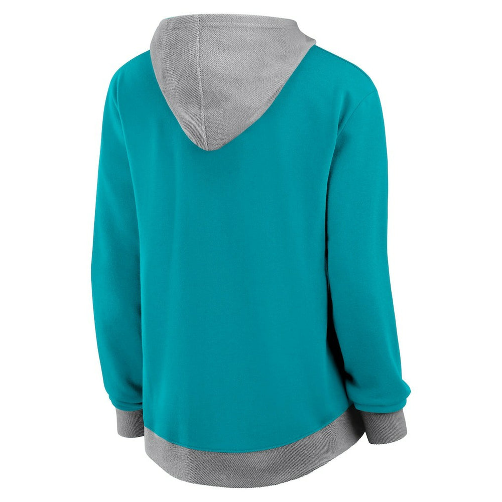 Miami Dolphins Logo Athletic Women's Hit It French Terry Full-Zip Hoodie - Aqua Hoodies