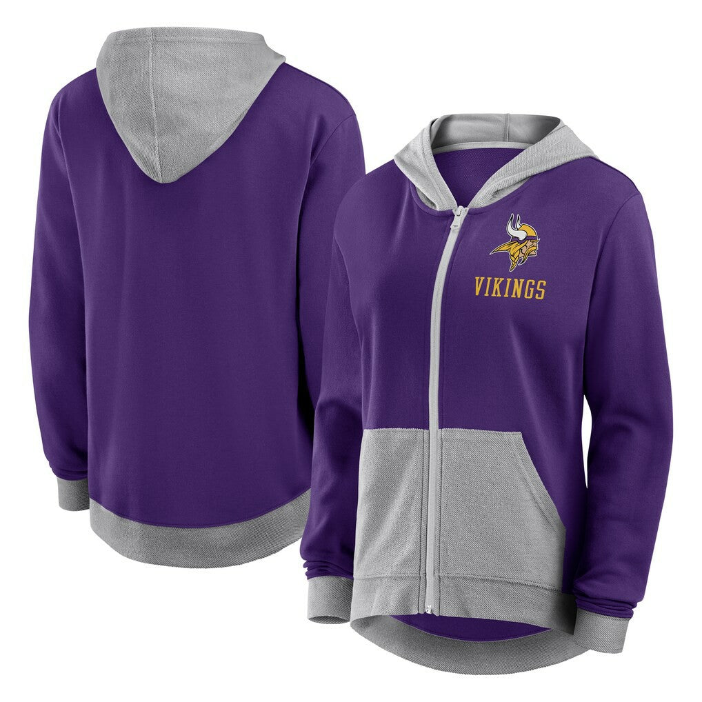 Minnesota Vikings Logo Athletic Women's Hit It French Terry Full-Zip Hoodie - Purple Hoodies