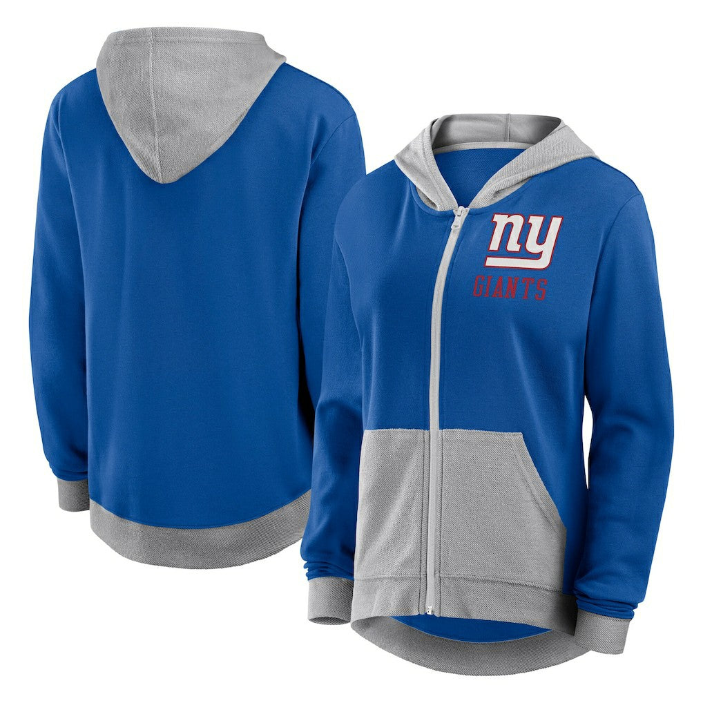 New York Giants Logo Athletic Women's Hit It French Terry Full-Zip Hoodie - Royal Hoodies