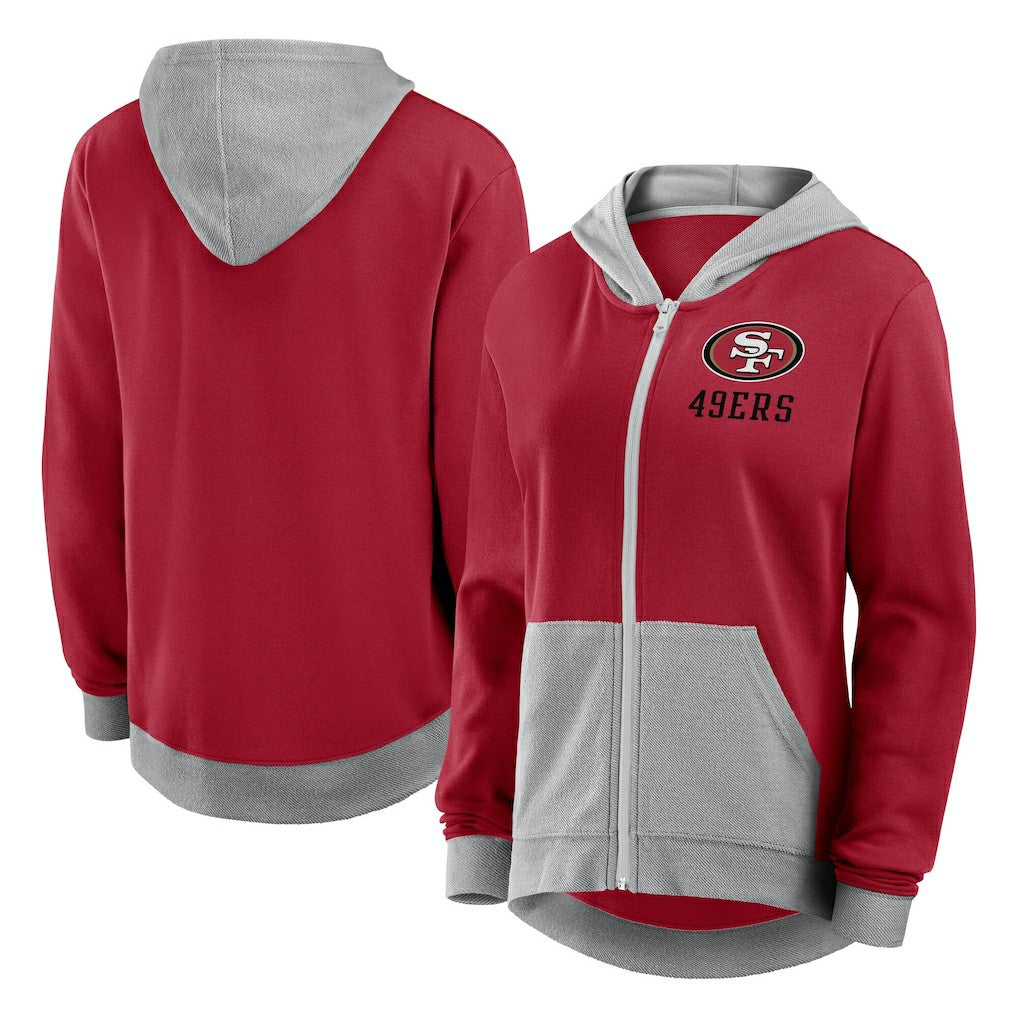 San Francisco 49ers Logo Athletic Women's Hit It French Terry Full-Zip Hoodie - Scarlet Hoodies