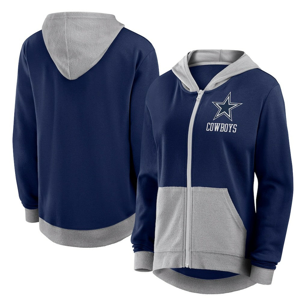 Dallas Cowboys Logo Athletic Women's Hit It French Terry Full-Zip Hoodie - Navy Hoodies