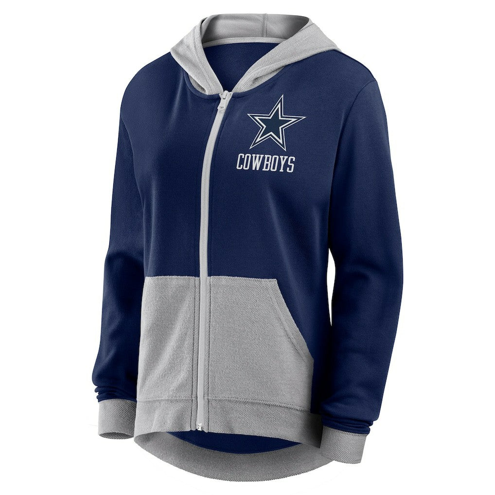 Dallas Cowboys Logo Athletic Women's Hit It French Terry Full-Zip Hoodie - Navy Hoodies