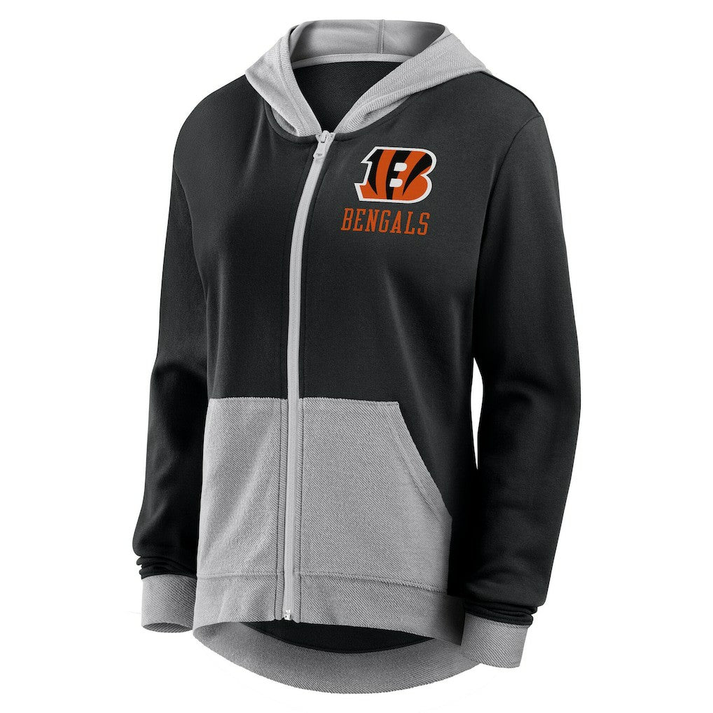 Cincinnati Bengals Logo Athletic Women's Hit It French Terry Full-Zip Hoodie - Black Hoodies