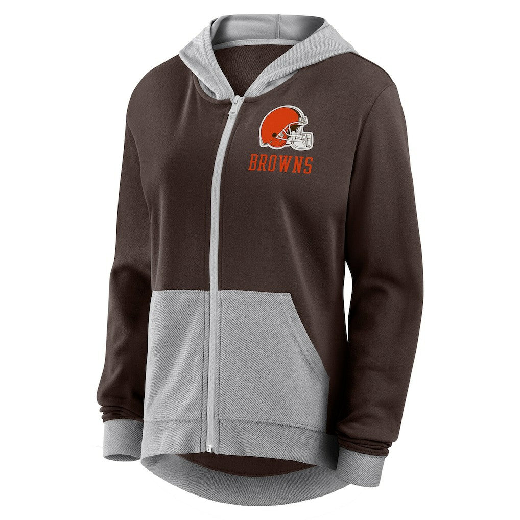 Cleveland Browns Logo Athletic Women's Hit It French Terry Full-Zip Hoodie - Brown Hoodies