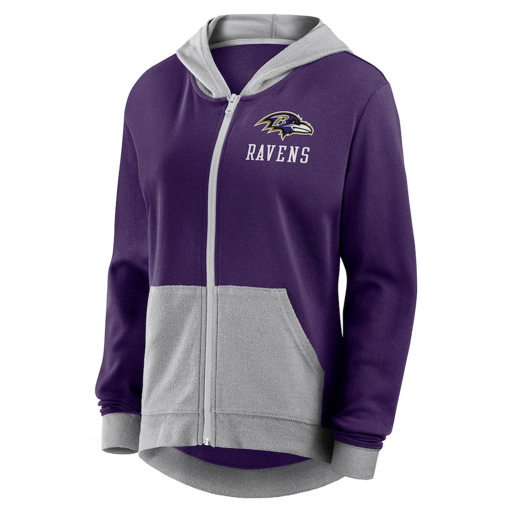 Baltimore Ravens Logo Athletic Women's Hit It French Terry Full-Zip Hoodie - Purple Hoodies