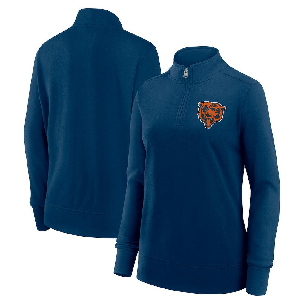 Chicago Bears Logo Athletic Women's Velocity Quarter-Zip Jacket - Navy Jackets