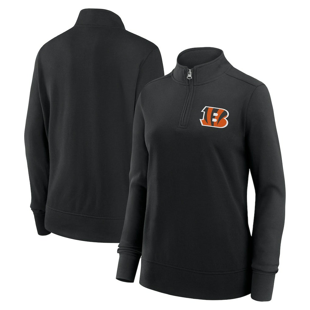 Cincinnati Bengals Logo Athletic Women's Velocity Quarter-Zip Jacket - Black Jackets