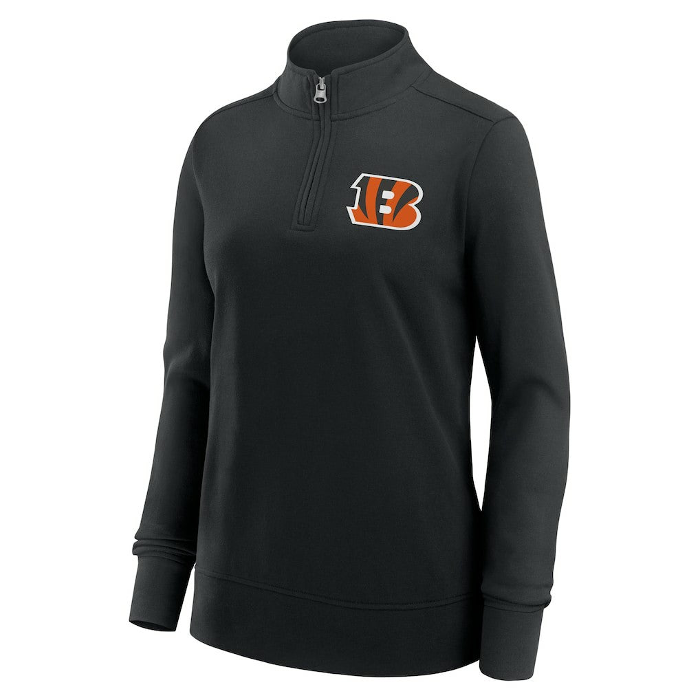 Cincinnati Bengals Logo Athletic Women's Velocity Quarter-Zip Jacket - Black Jackets