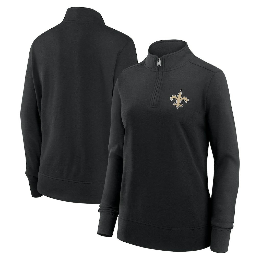 New Orleans Saints Logo Athletic Women's Velocity Quarter-Zip Jacket - Black Jackets