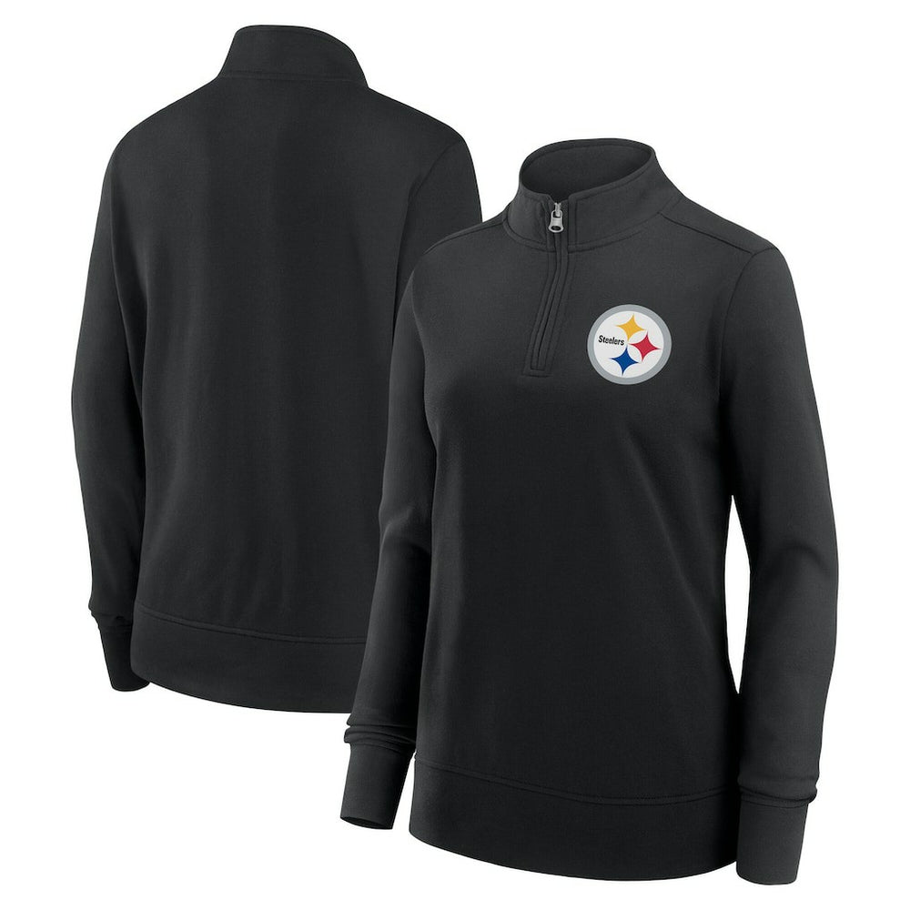 Pittsburgh Steelers Logo Athletic Women's Velocity Quarter-Zip Jacket - Black Jackets