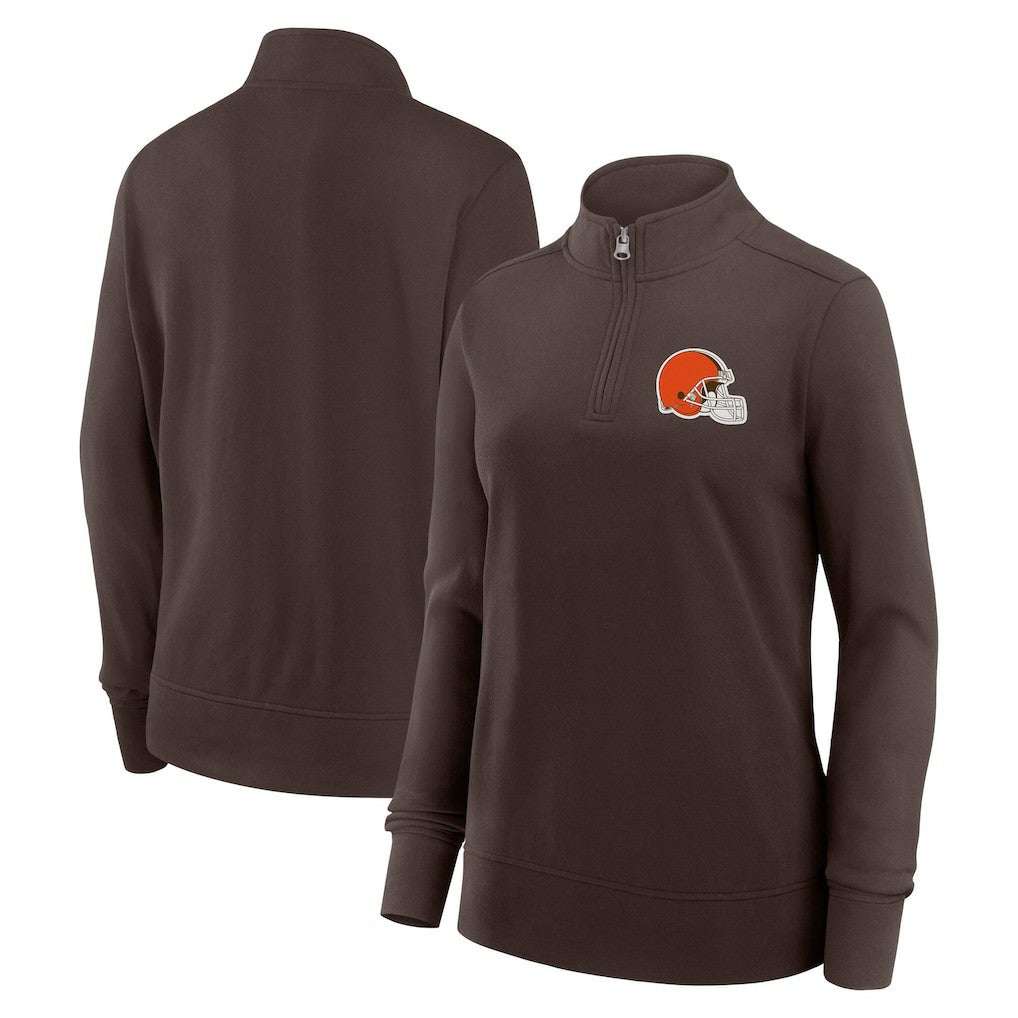 Cleveland Browns Logo Athletic Women's Velocity Quarter-Zip Jacket - Brown Jackets
