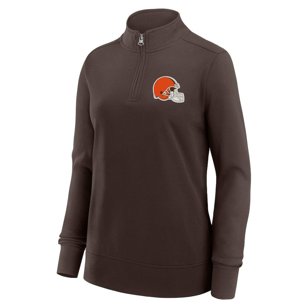 Cleveland Browns Logo Athletic Women's Velocity Quarter-Zip Jacket - Brown Jackets