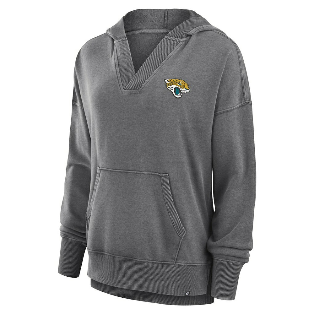 Jacksonville Jaguars Women's Initiative Snow Wash French Terry V-Neck Pullover Hoodie - Heather Charcoal Hoodies