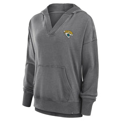 Jacksonville Jaguars Women's Initiative Snow Wash French Terry V-Neck Pullover Hoodie - Heather Charcoal Hoodies