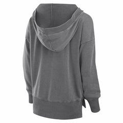 New York Jets Women's Initiative Snow Wash French Terry V-Neck Pullover Hoodie - Heather Charcoal Hoodies