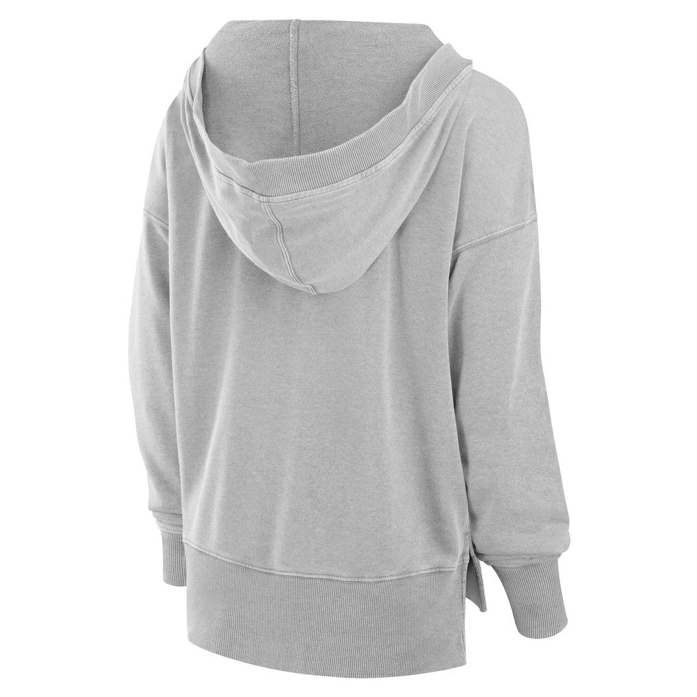 Miami Dolphins Women's Initiative Snow Wash French Terry V-Neck Pullover Hoodie - Heather Gray Hoodies