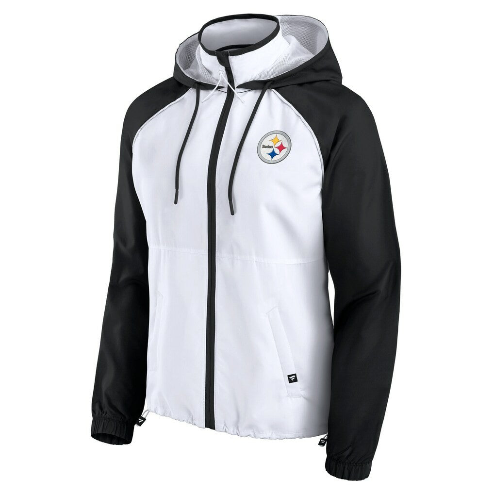 Pittsburgh Steelers Women's Full-Zip Anorak Hoodie Jacket - White Hoodies