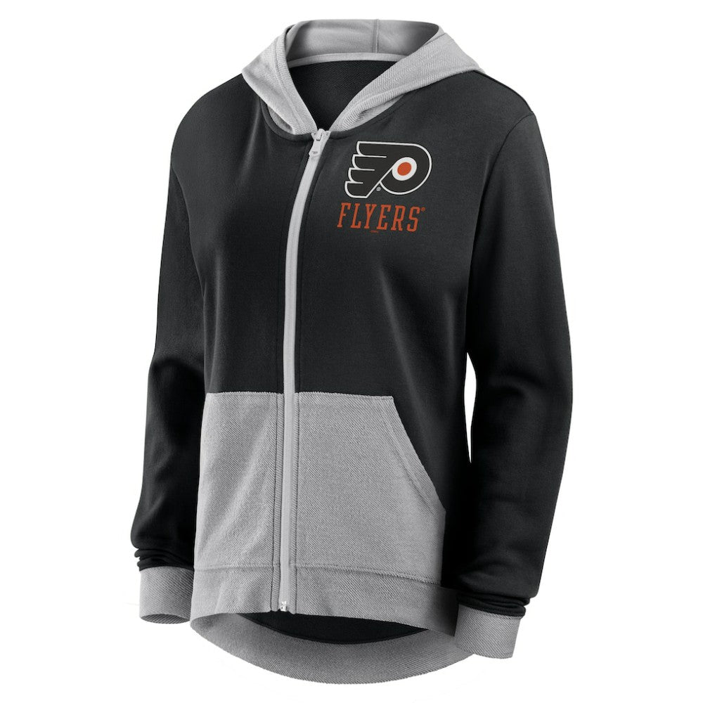 Philadelphia Flyers Logo Athletic Women's Hit It French Terry Full-Zip Hoodie - Black | US 201195255