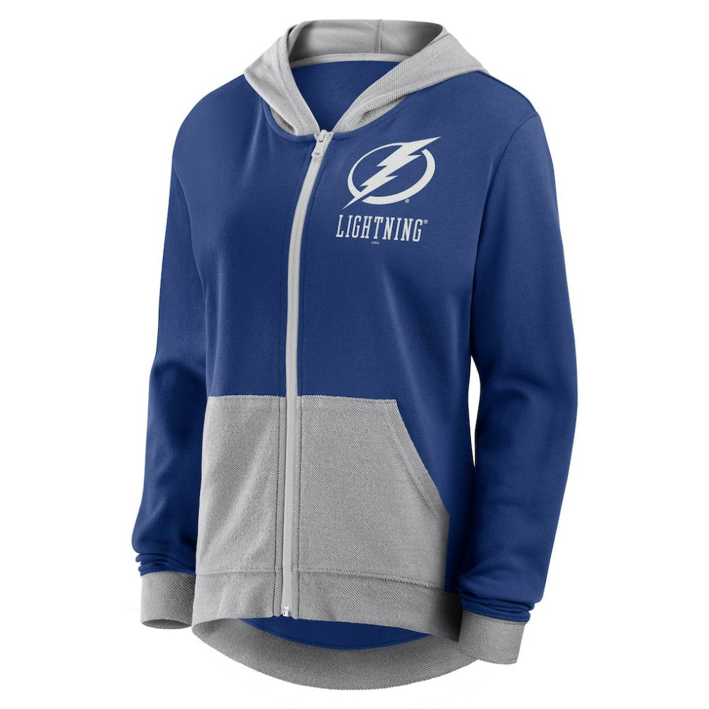 Tampa Bay Lightning Logo Athletic Women's Hit It French Terry Full-Zip Hoodie - Blue | US 201195267