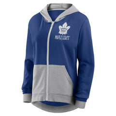 Toronto Maple Leafs Logo Athletic Women's Hit It French Terry Full-Zip Hoodie - Blue | US 201195268