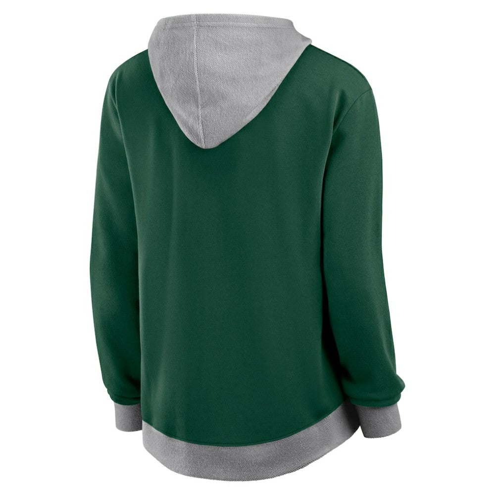 Minnesota Wild Logo Athletic Women's Hit It French Terry Full-Zip Hoodie - Green | US 201195277