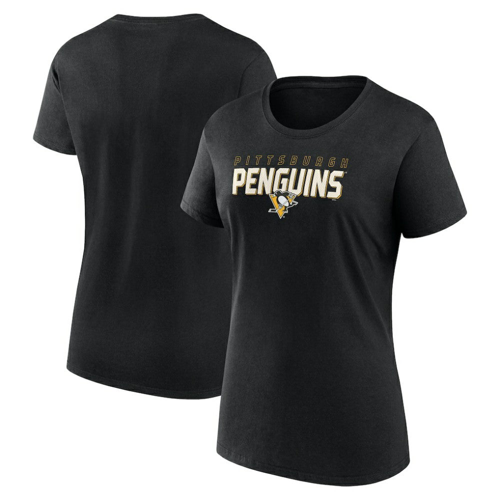 Pittsburgh Penguins Logo Athletic Women's Launch Scoop Neck T-Shirt - Black | US 201195286