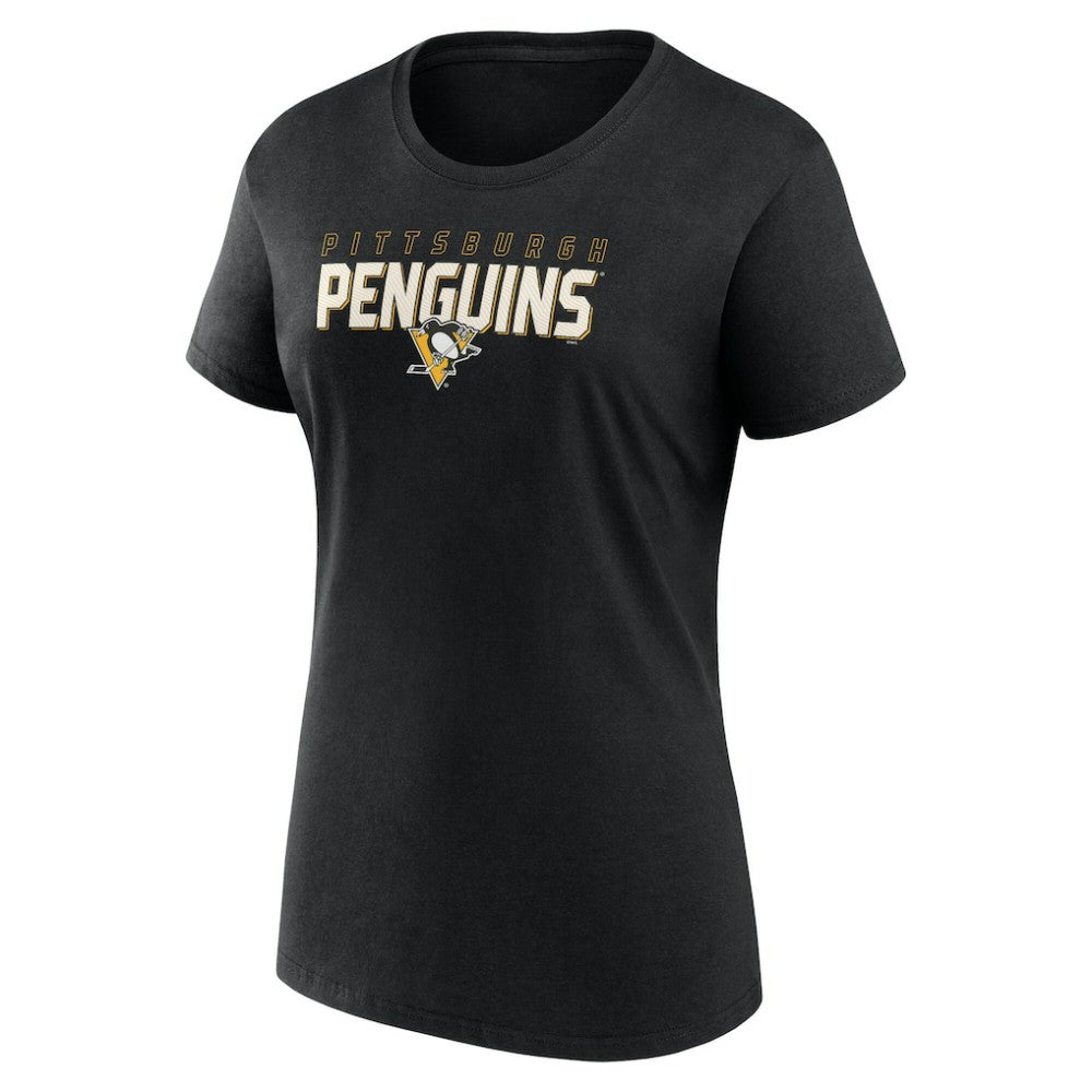 Pittsburgh Penguins Logo Athletic Women's Launch Scoop Neck T-Shirt - Black | US 201195286