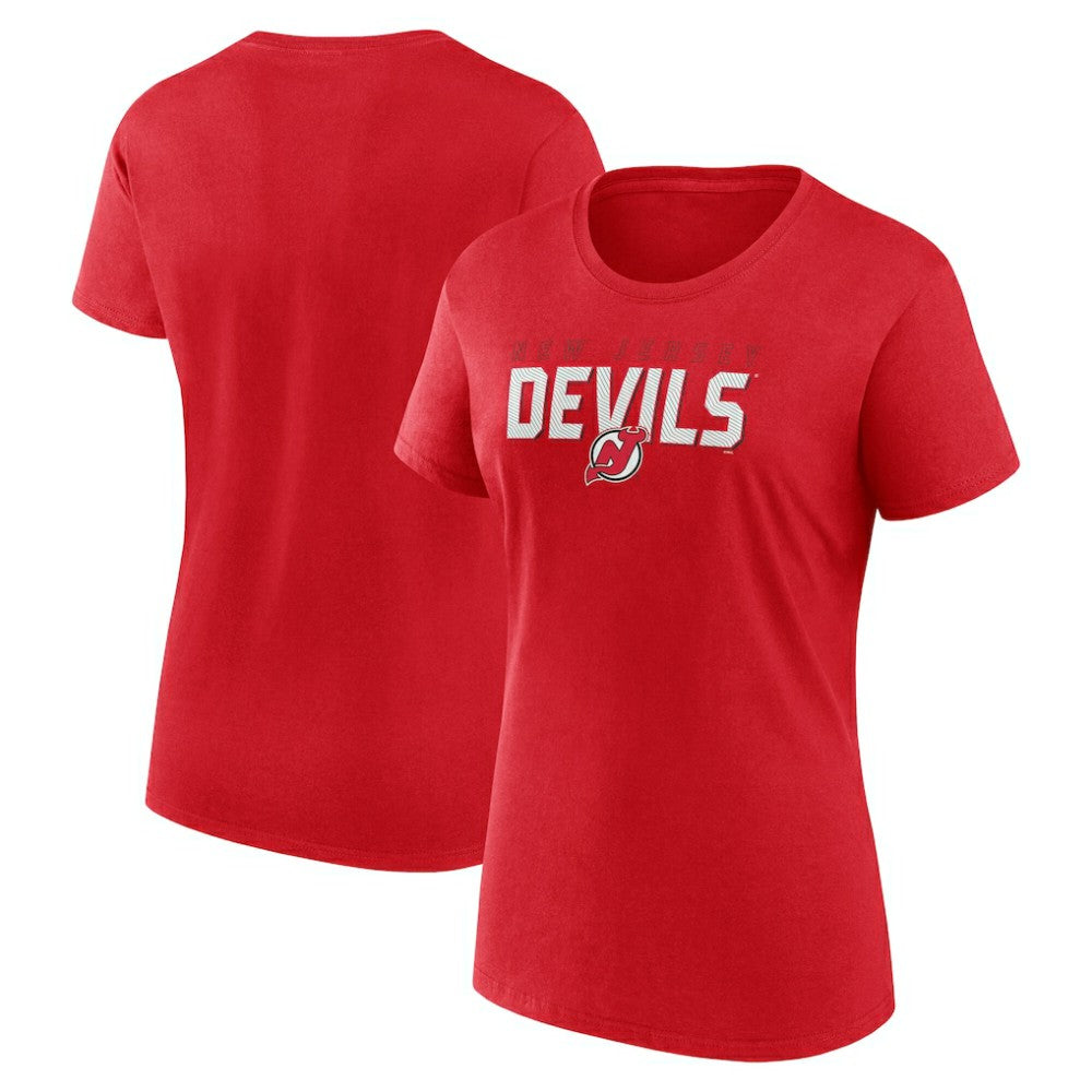 New Jersey Devils Logo Athletic Women's Launch Scoop Neck T-Shirt - Red | US 201195291