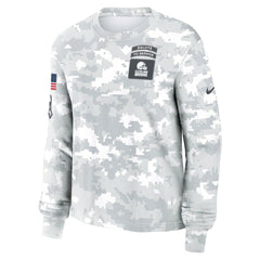 Cleveland Browns Women's 2024 Salute To Service Dri-FIT Long Sleeve T-Shirt - Arctic Camo T-shirts