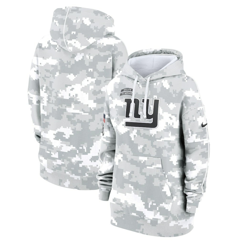 New York Giants Women's 2024 Salute To Service Club Fleece Oversized Pullover Hoodie - Arctic Camo Hoodies