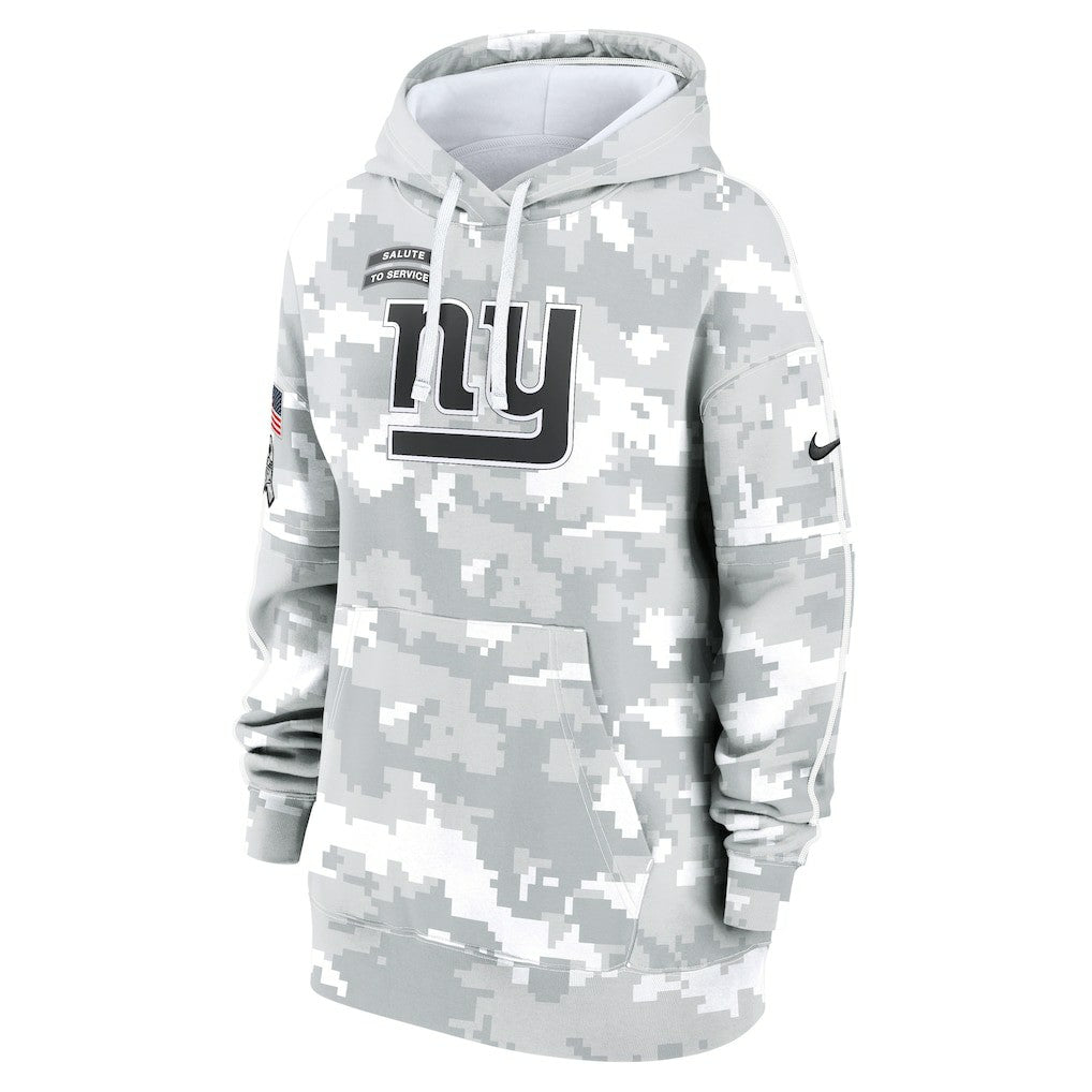 New York Giants Women's 2024 Salute To Service Club Fleece Oversized Pullover Hoodie - Arctic Camo Hoodies