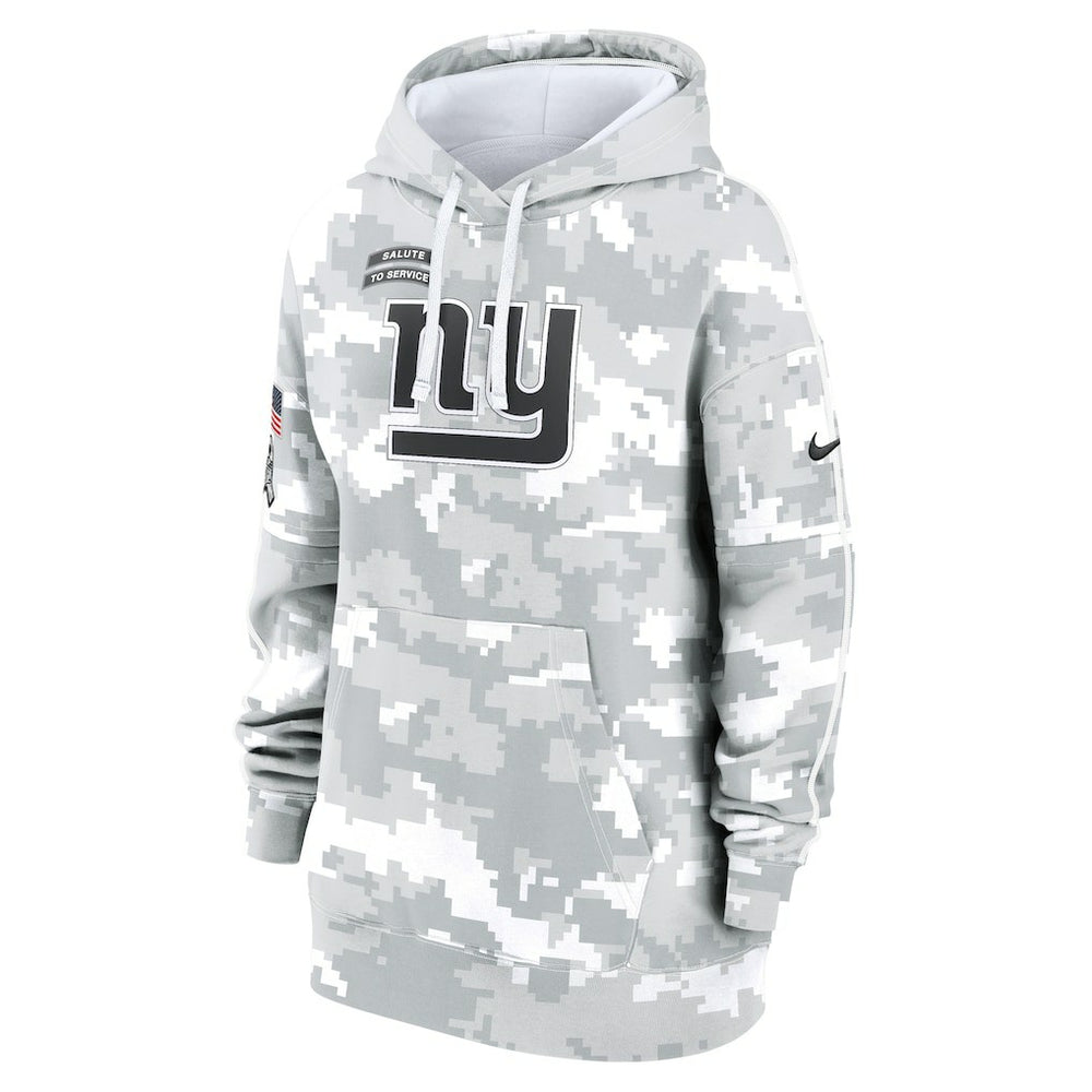 New York Giants Women's 2024 Salute To Service Club Fleece Oversized Pullover Hoodie - Arctic Camo Hoodies
