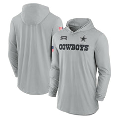 Dallas Cowboys 2024 Salute to Service Lightweight Dri-FIT Long Sleeve Hoodie T-Shirt - Gray Hoodies