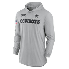 Dallas Cowboys 2024 Salute to Service Lightweight Dri-FIT Long Sleeve Hoodie T-Shirt - Gray Hoodies