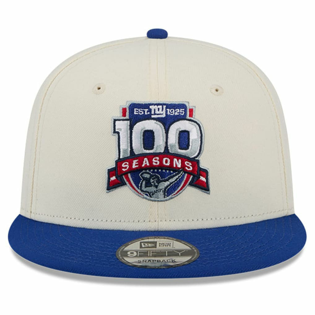 New York Giants New Era 100th Season Two-Tone 9FIFTY Snapback Hat - Cream/Royal Hats